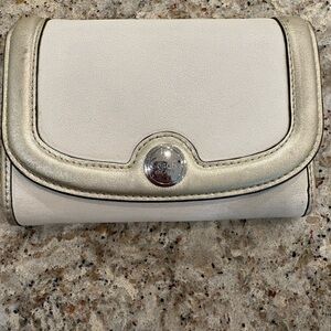 Coach light beige and Gold Women's tri-fold Wallet